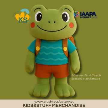 Custom Frog Plush Mascot – Frodo the Frog Explorer